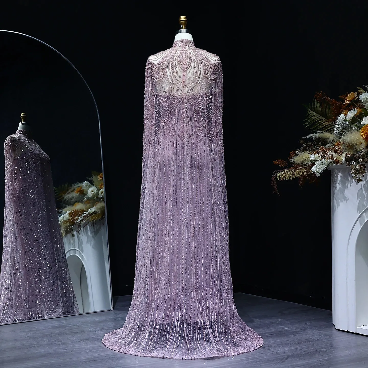 HELEN Luxury Caftan Nude High Neck Evening Dress