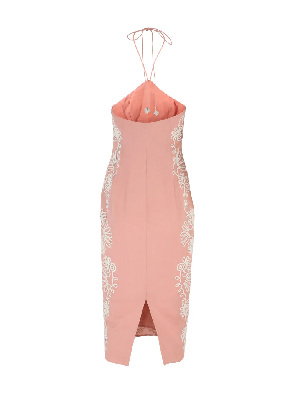 Hemant and Nandita Midi Dress in Coral in Off-White