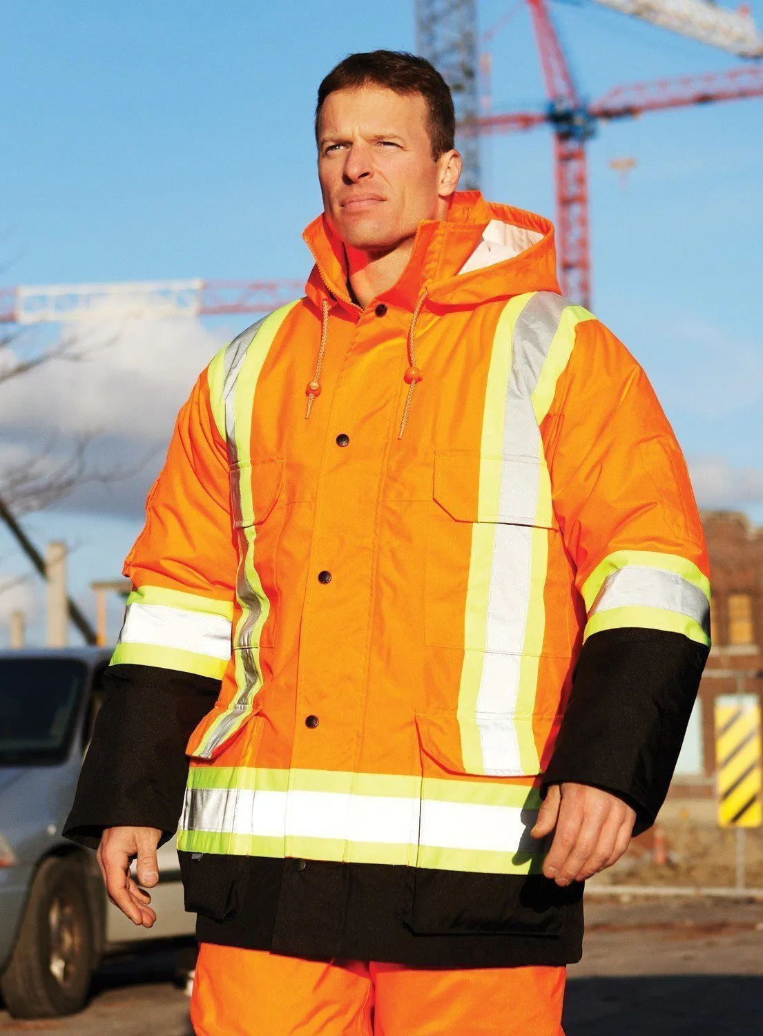 Hi Vis Safety Winter Cargo Parka