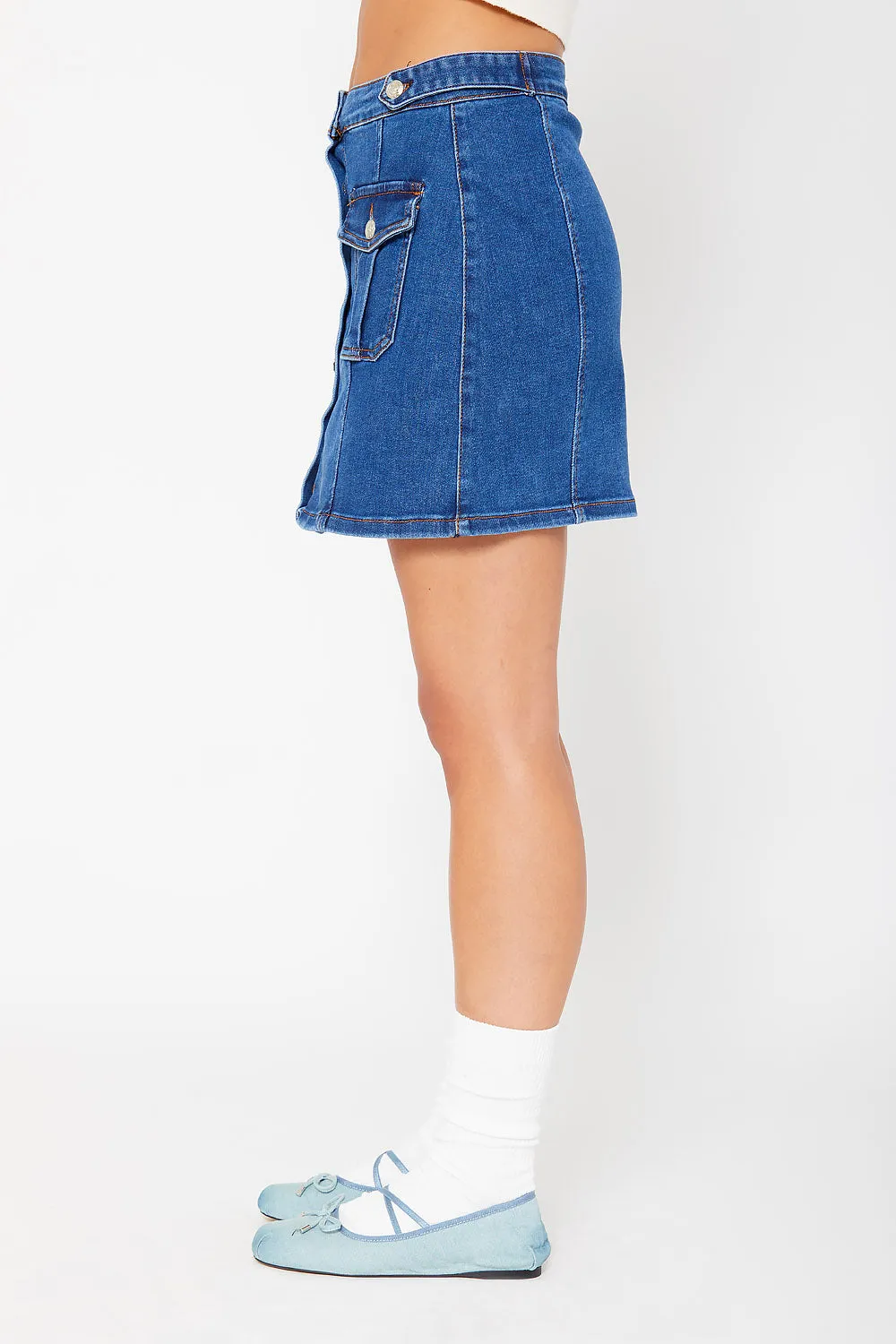High-rise midi cargo skirt