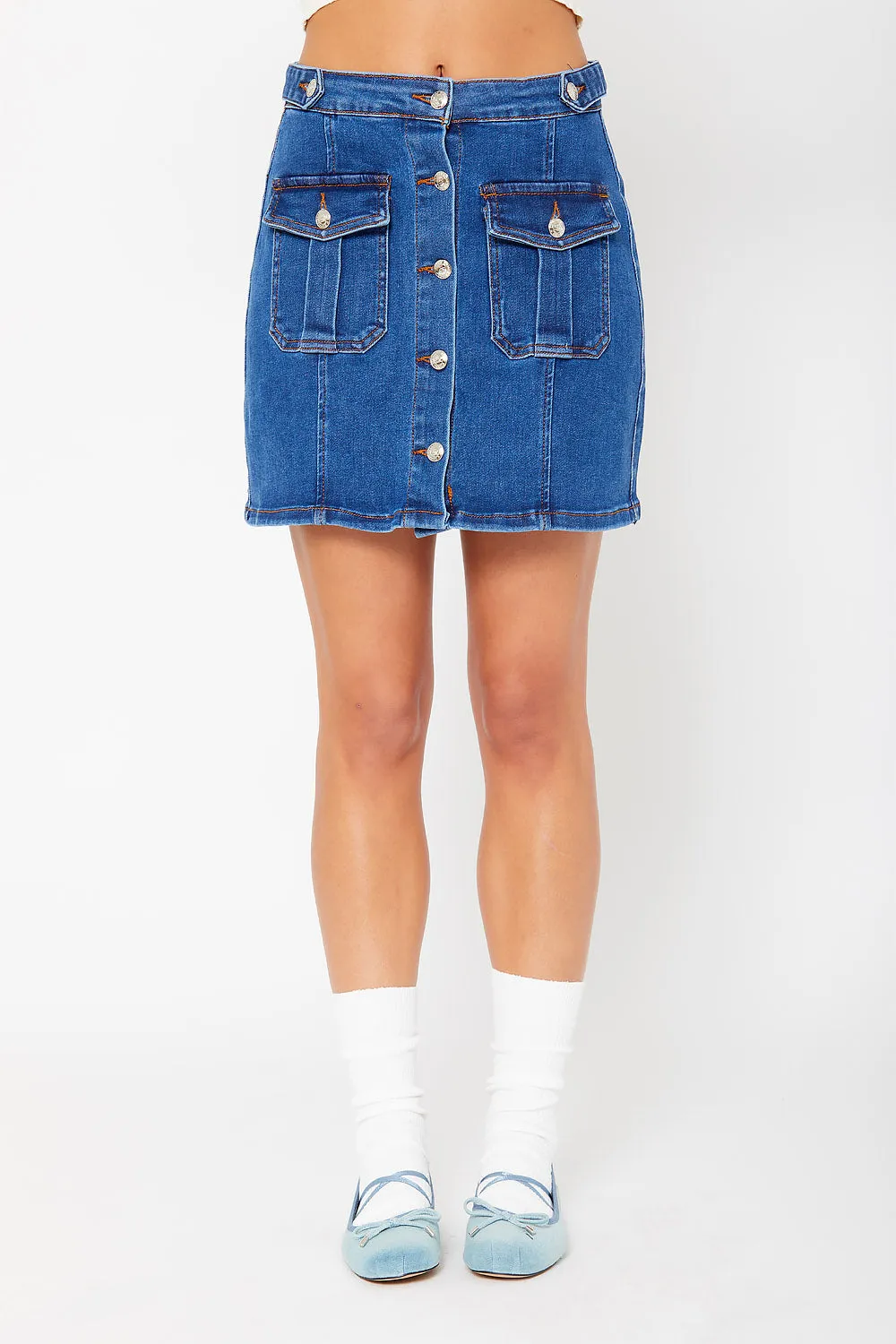 High-rise midi cargo skirt