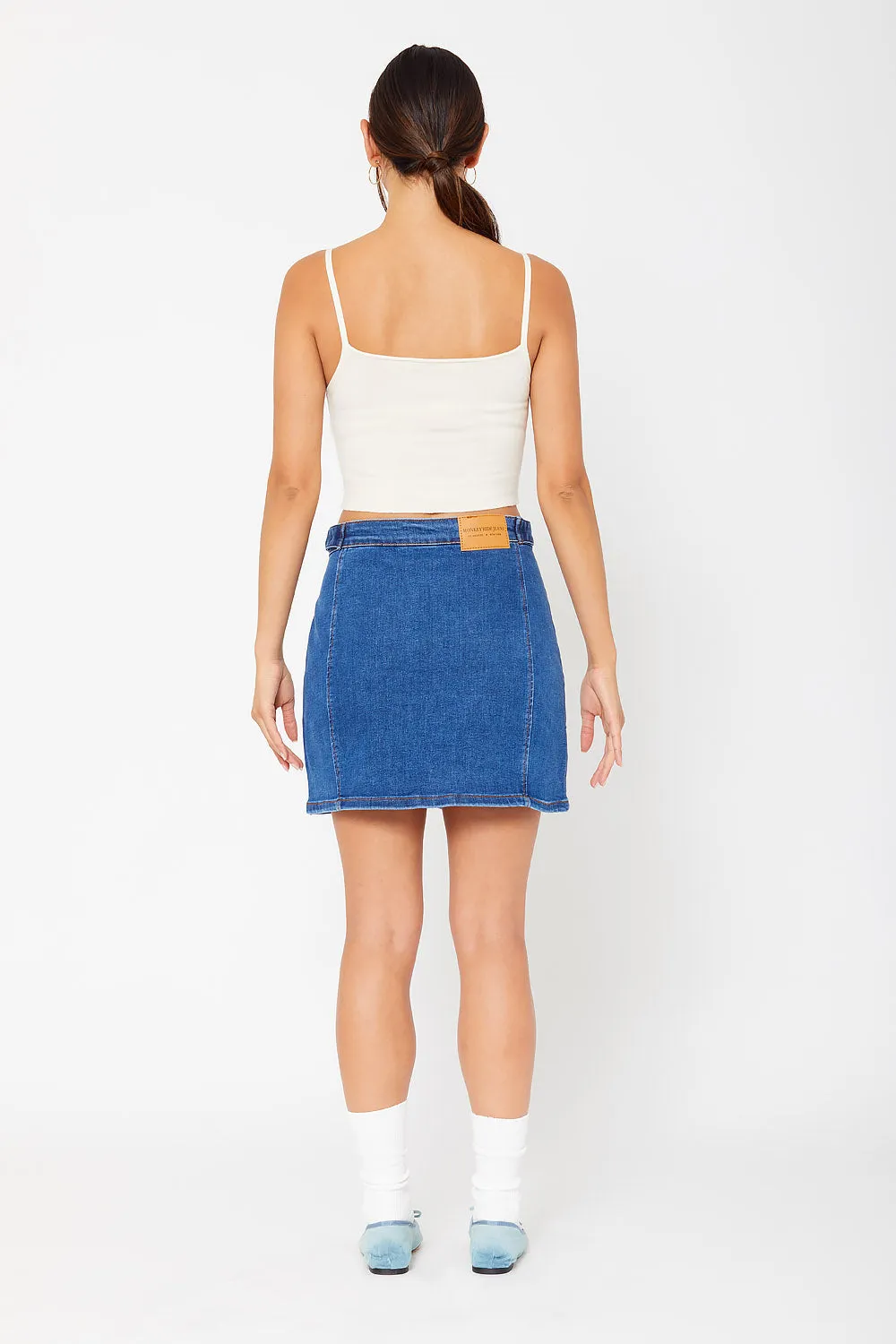 High-rise midi cargo skirt