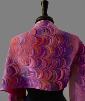 Hot Pink Big Stripes marbled Charmeuse  Silk 72x14” bold fun. This beautiful silk makes a unique dresser cover and scarf