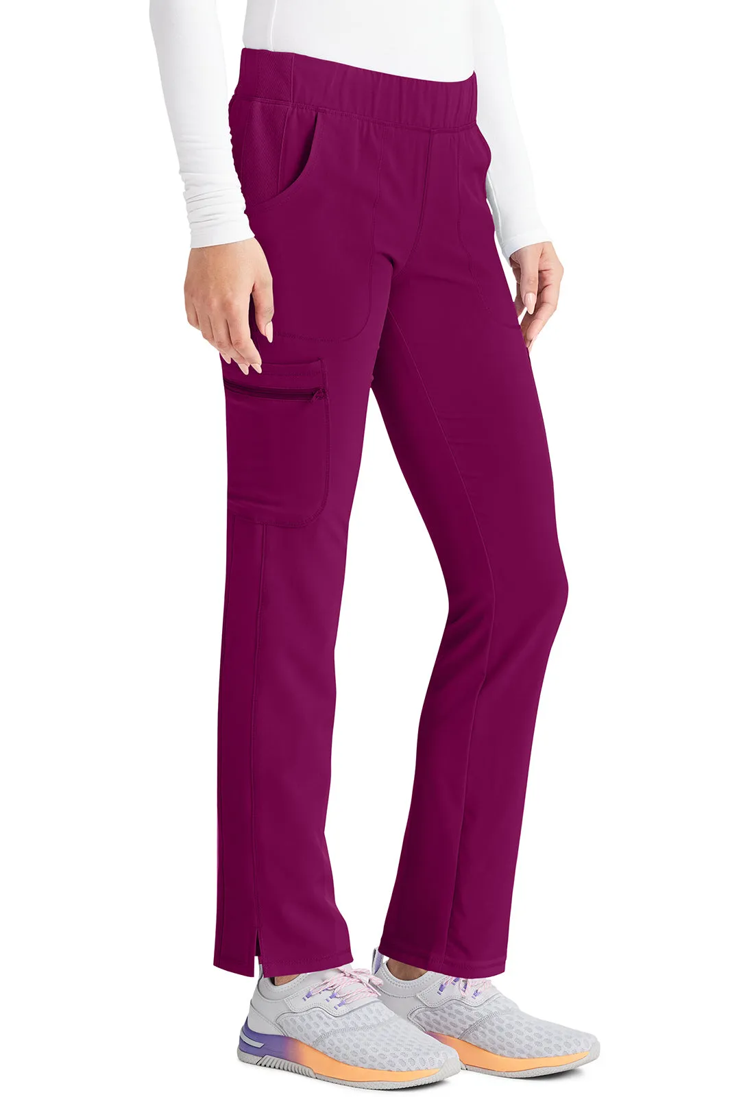 Inspira Flex IP121A Mid Rise Pull-On Straight Leg Cargo Pants Wine