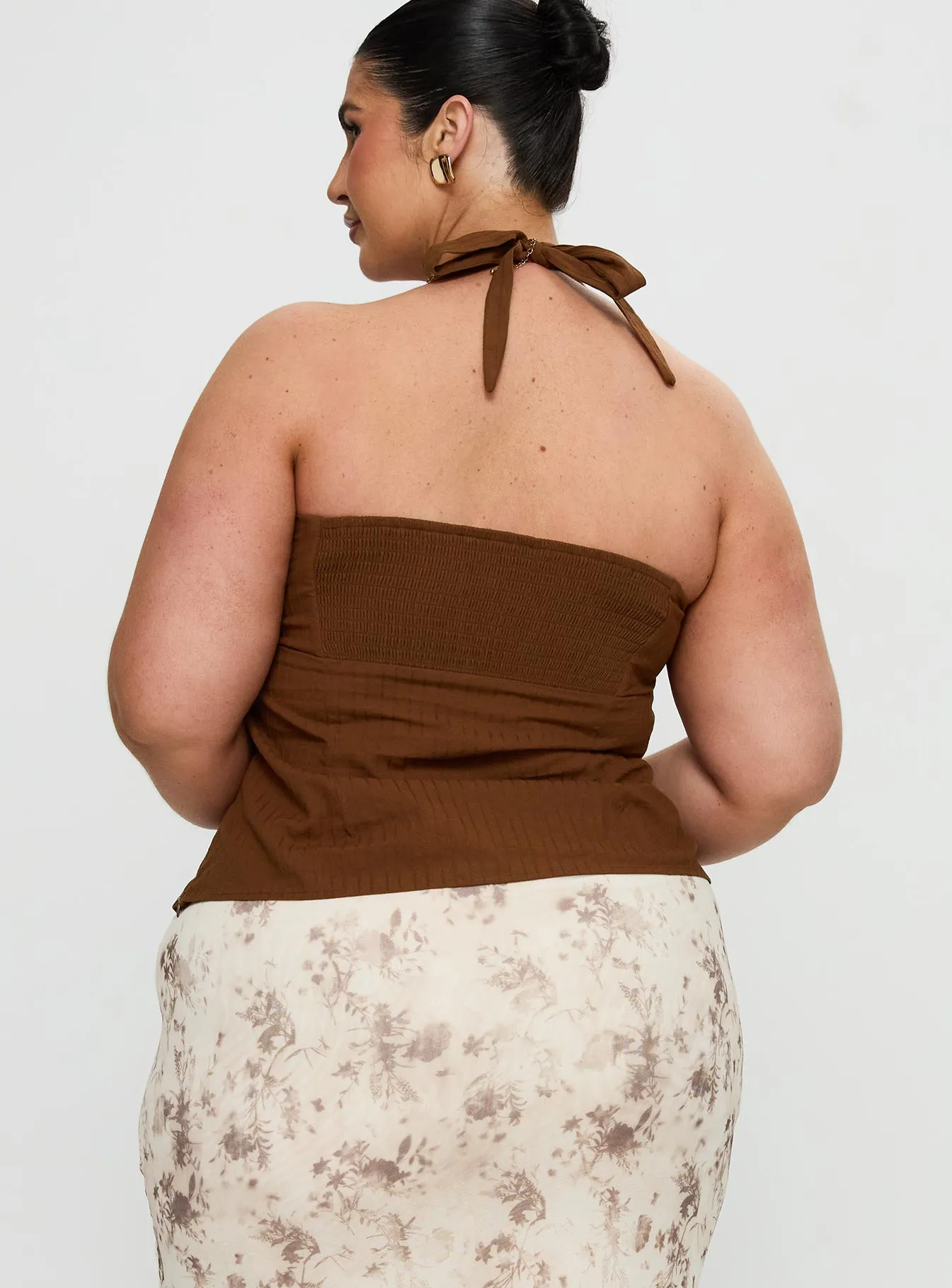 Isabetta Halter Top Chocolate Curve
