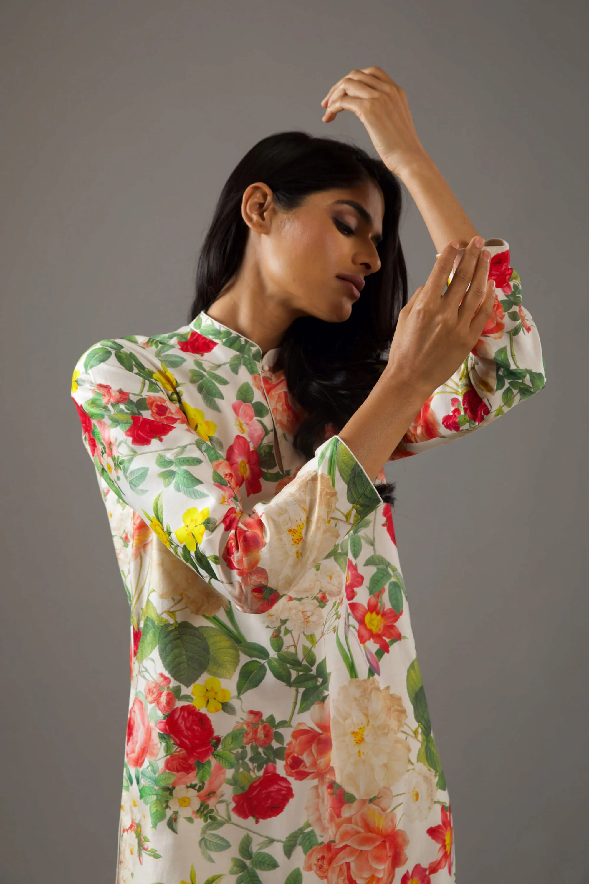 Ivory printed tunic and palazzo