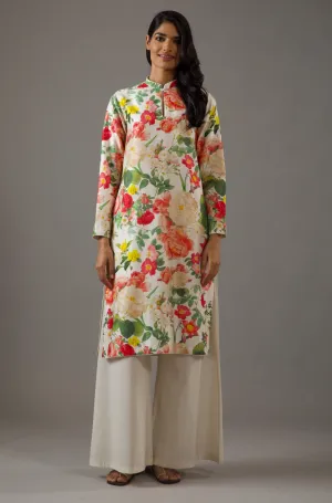Ivory printed tunic and palazzo