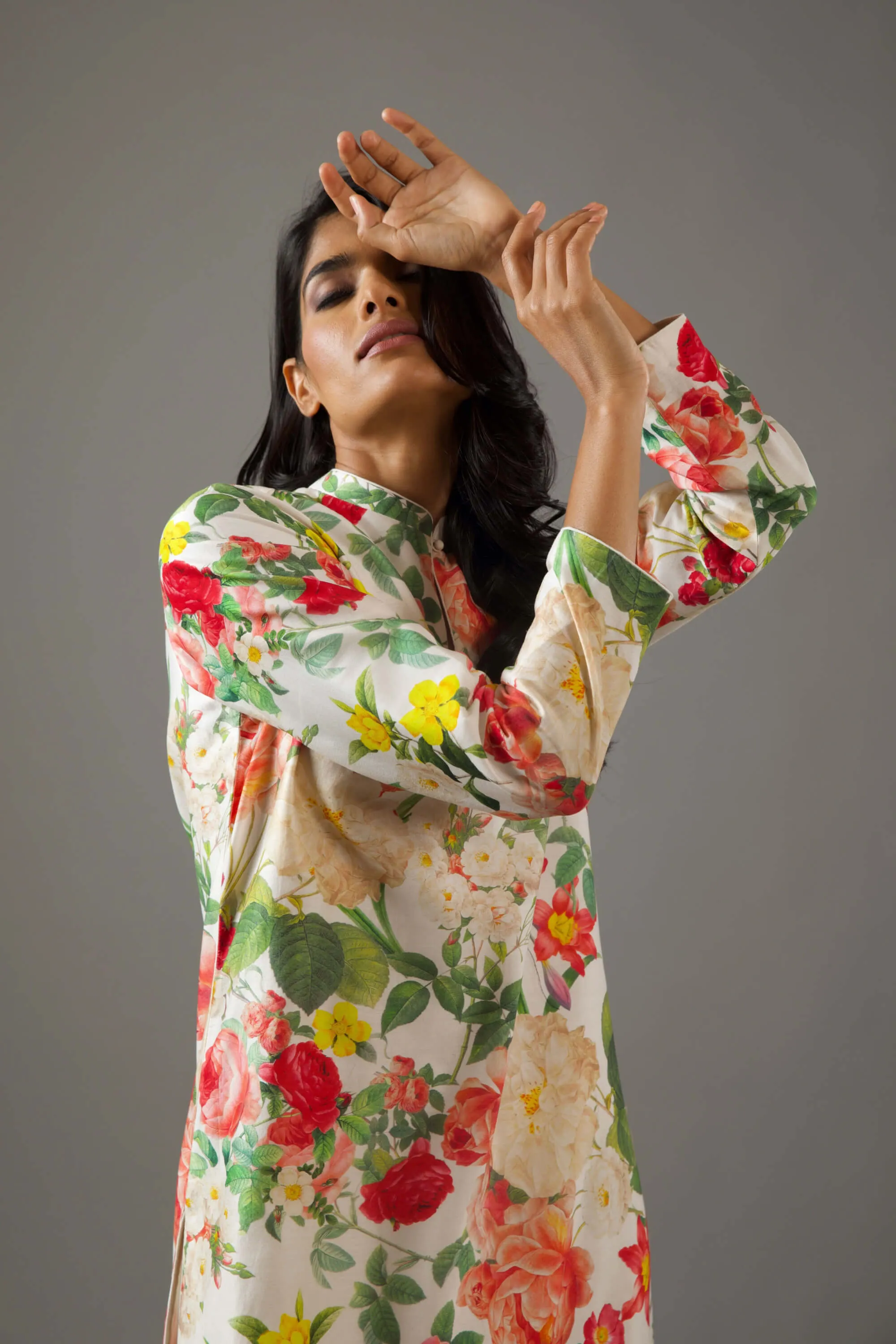 Ivory printed tunic and palazzo