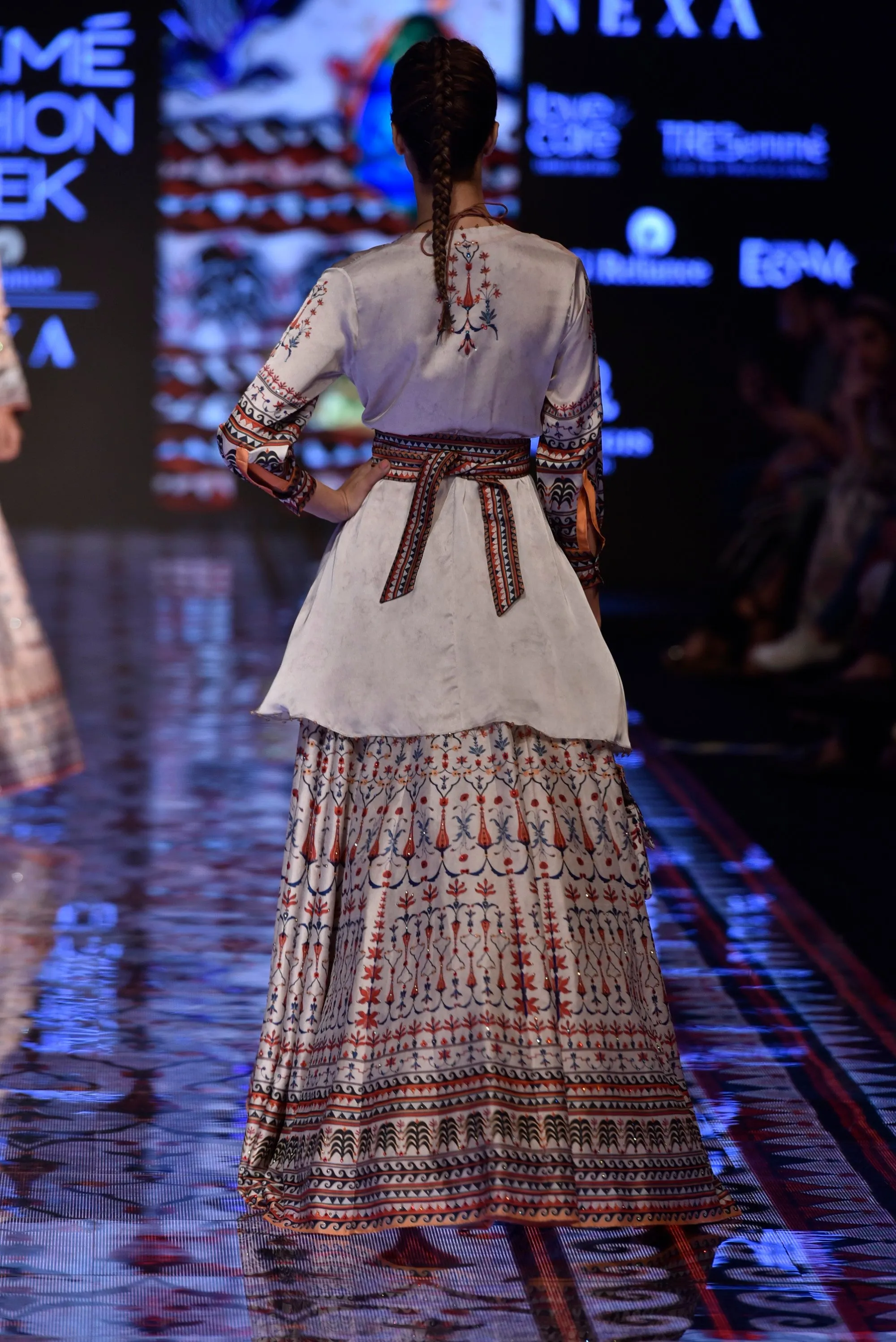 Ivory Printed Tunic With Lehenga