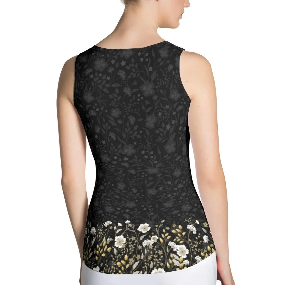 Jacquard Black and Gold Floral - Tank Top