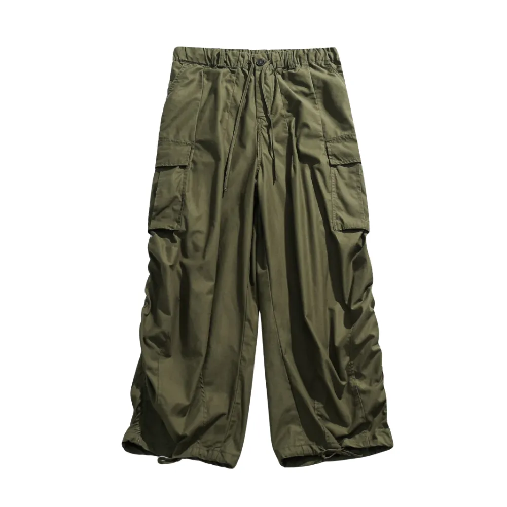 Japanese Solid Color Folded Cargo Pants