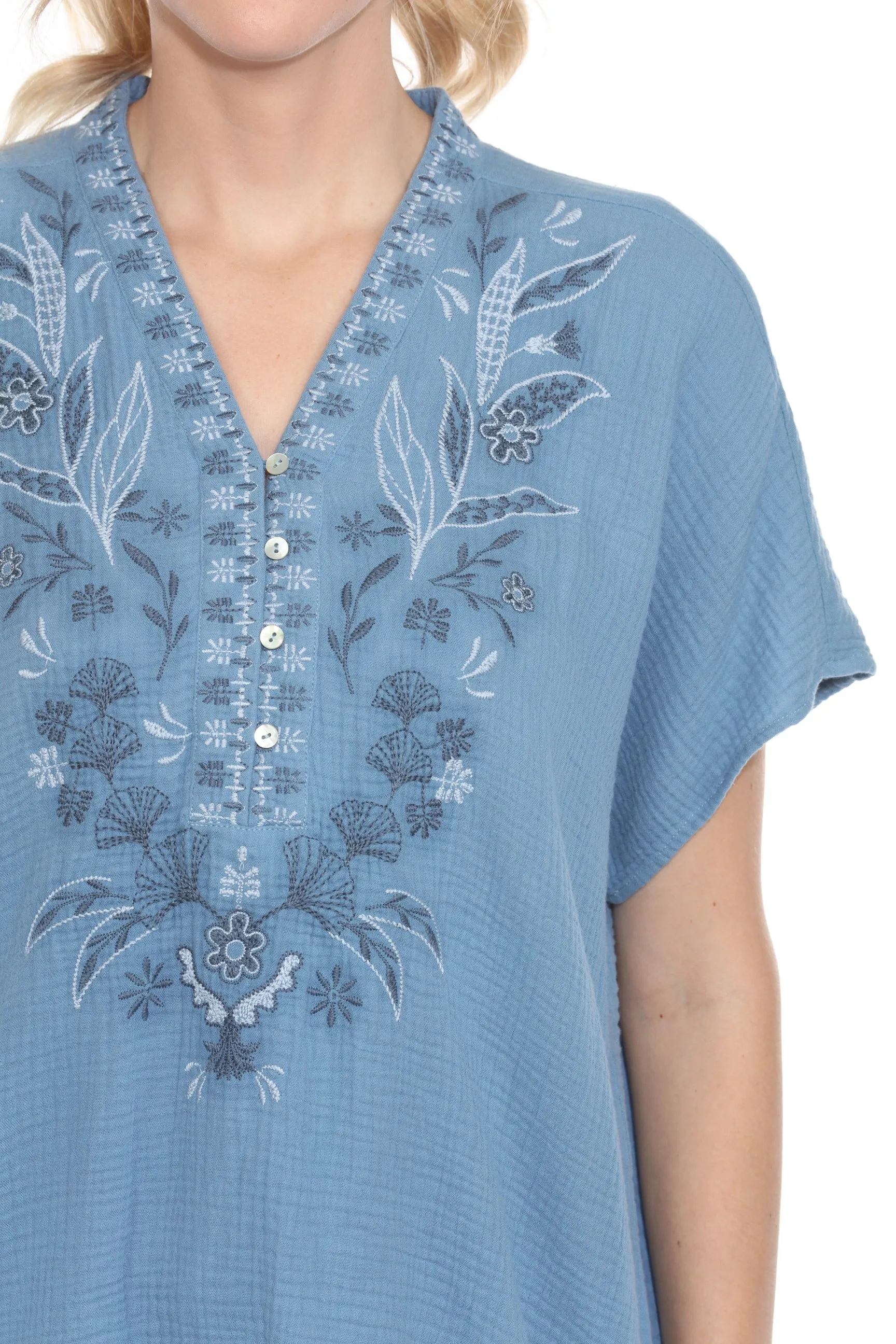 Johnny Was Calme Gauze Embroidered Poncho Top O21070 *