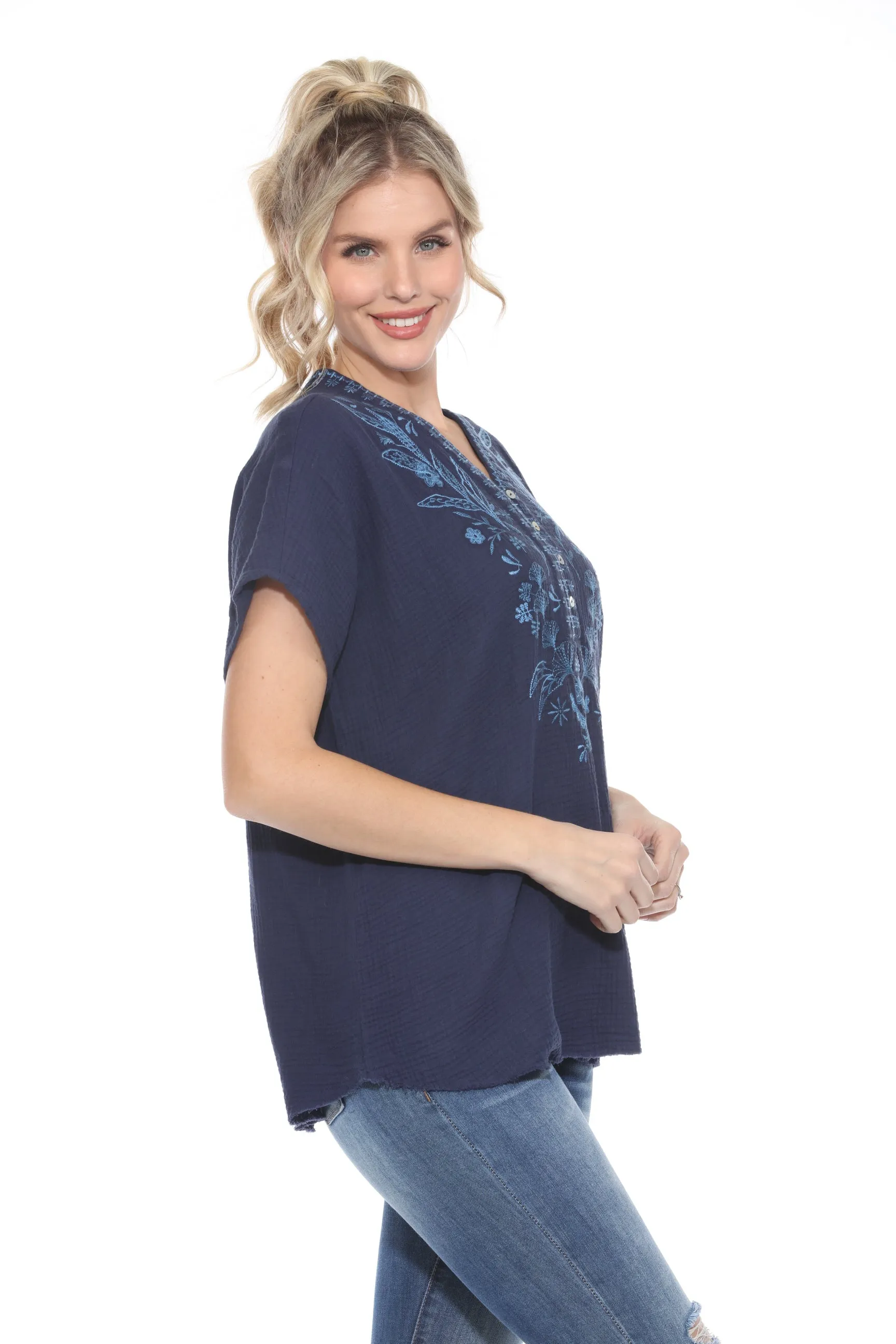 Johnny Was Calme Gauze Embroidered Poncho Top O21070 *