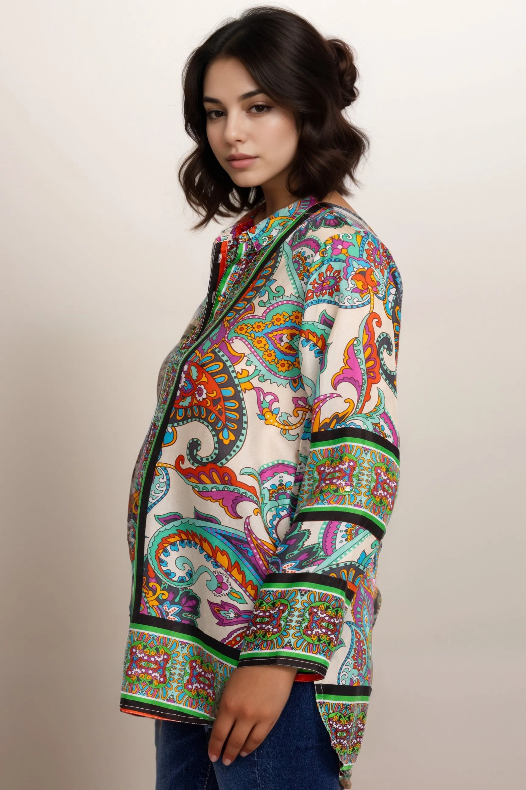 Johnny Was Delia Silk Tunic Top R25624 Plus Size