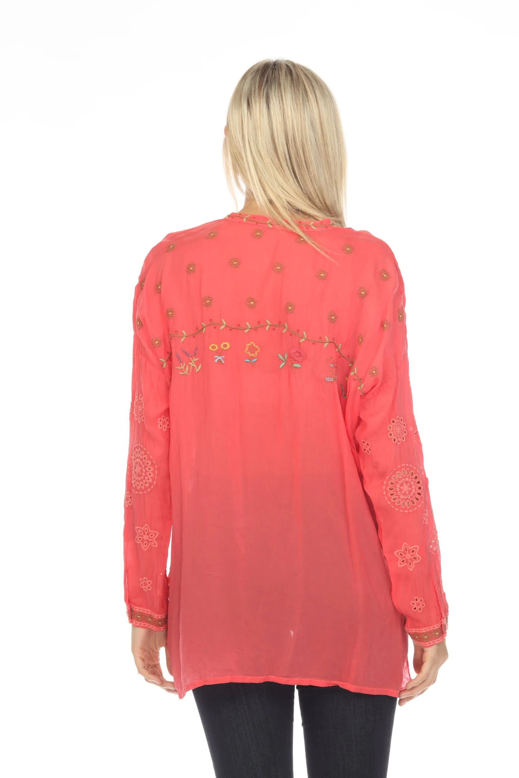 Johnny Was Sami Eyelet Embroidered Tunic Top Boho Chic C25723