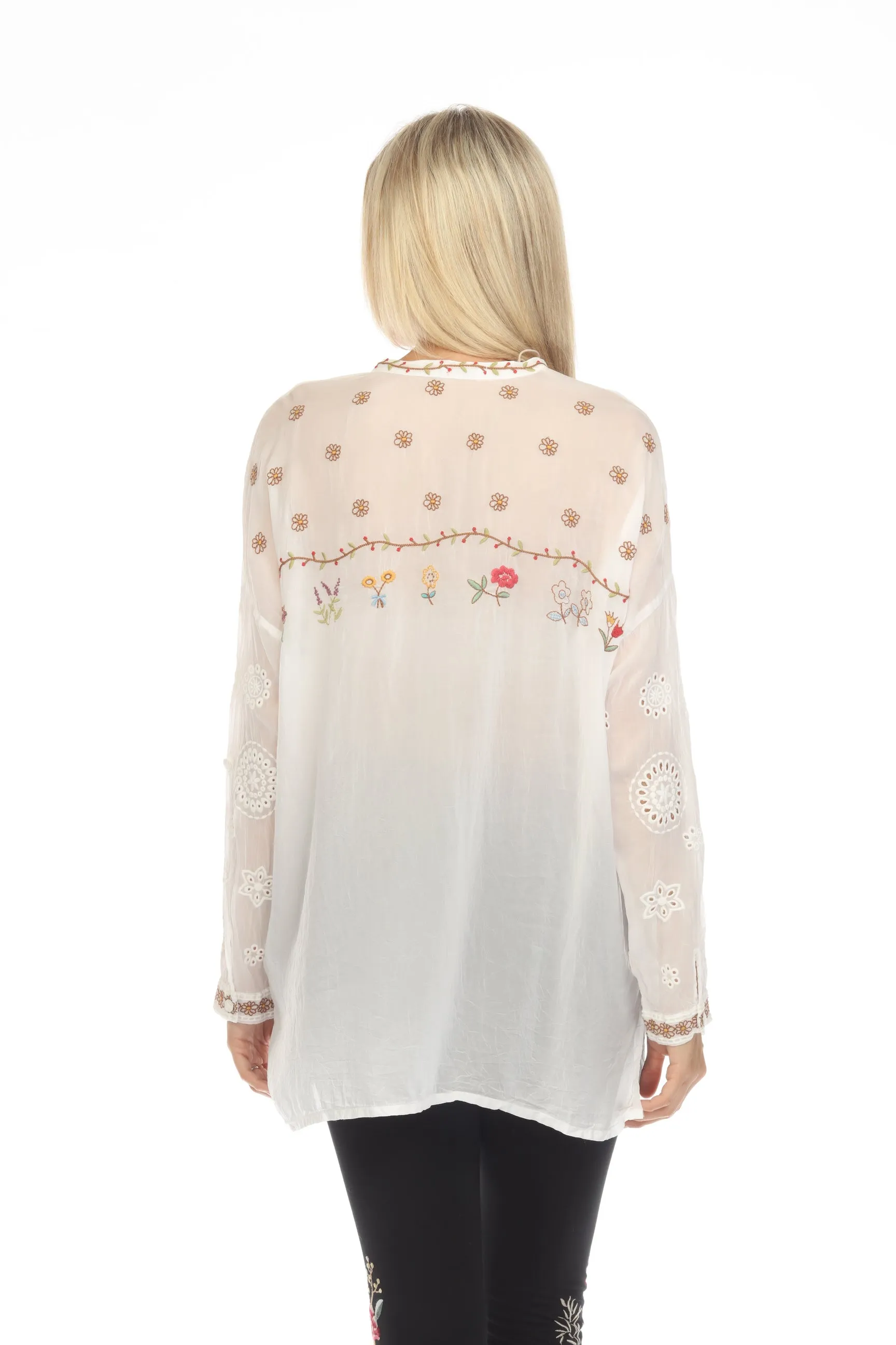 Johnny Was Sami Eyelet Embroidered Tunic Top Boho Chic C25723
