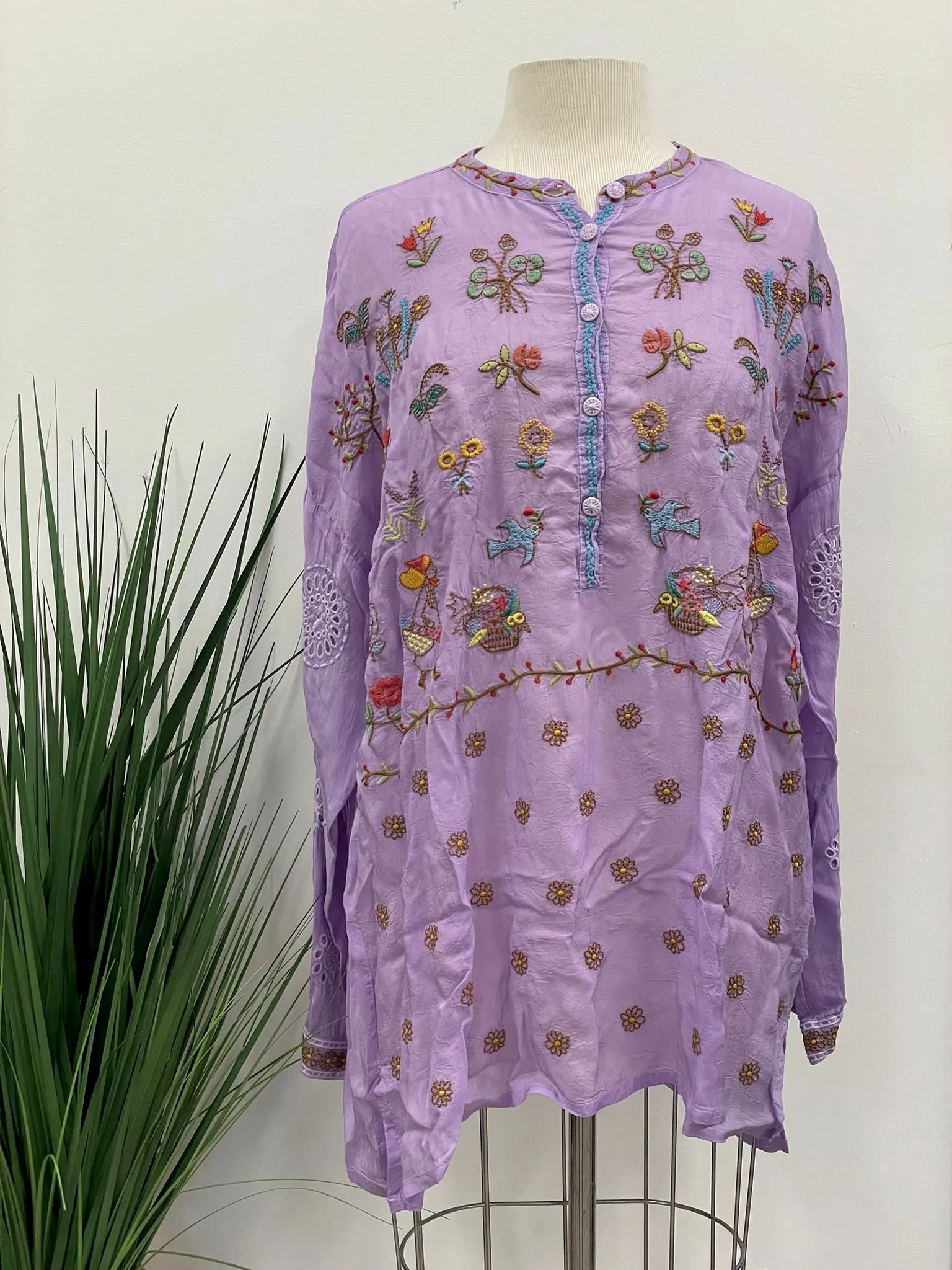 Johnny Was Sami Eyelet Embroidered Tunic Top Boho Chic C25723