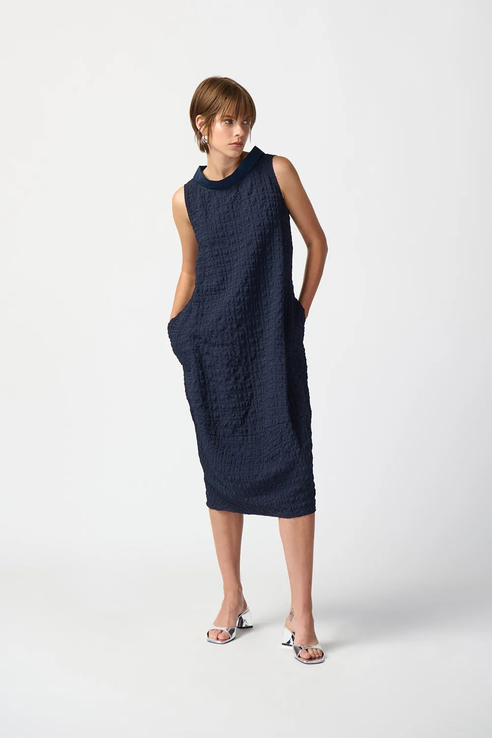 Joseph Ribkoff Textured Woven Sleeveless Cocoon Dress Jr241204