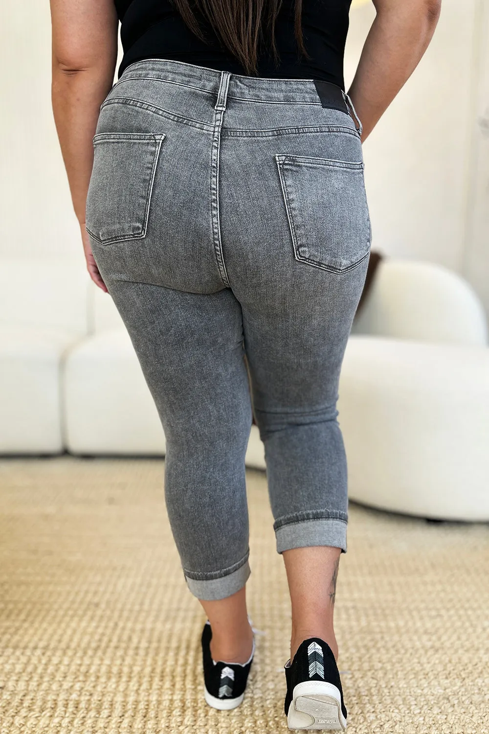 Judy Blue Button Fly High Waist Cuffed Capri