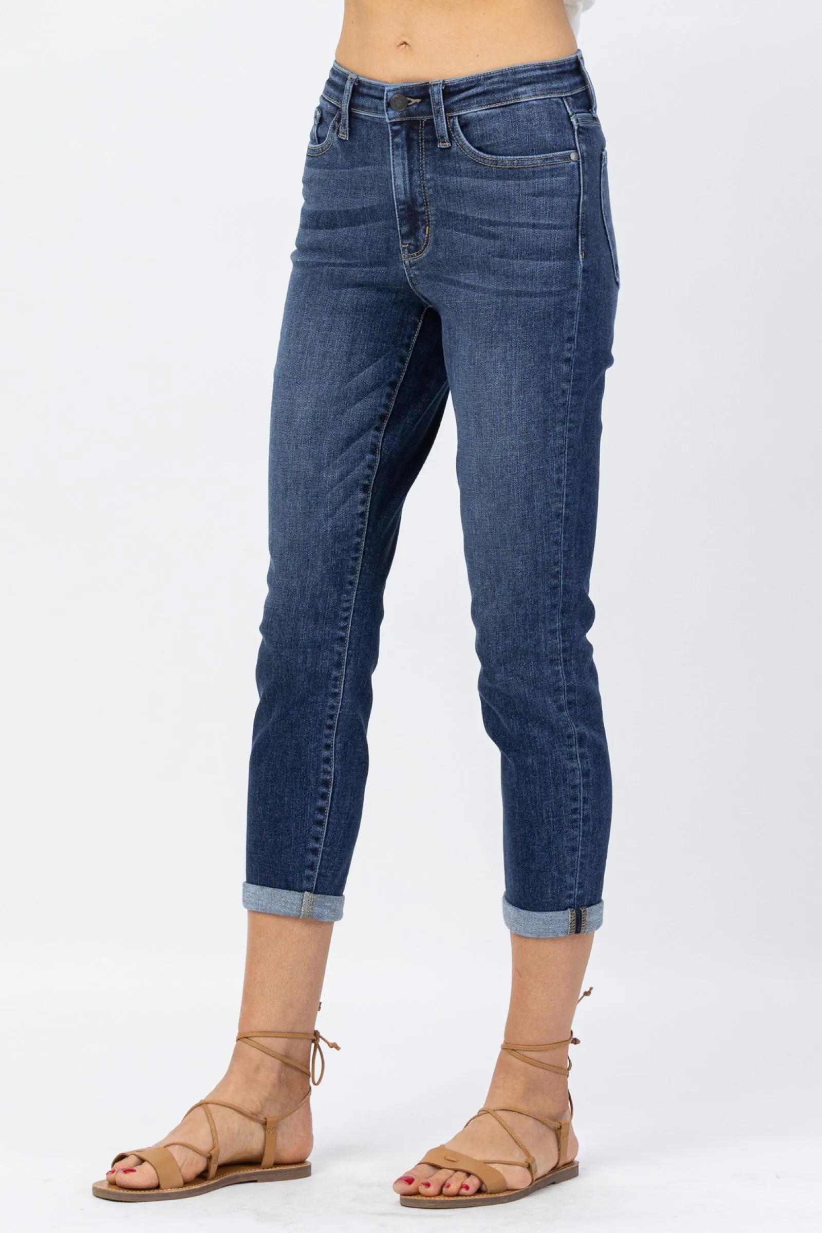 Judy Blue || Michelle Hi Rise Cuffed Slim Fit Crop