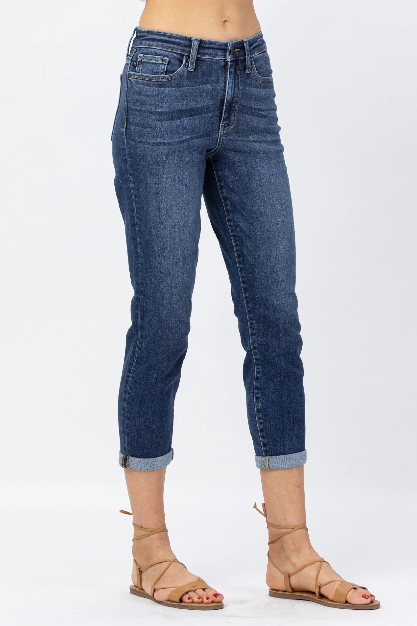Judy Blue || Michelle Hi Rise Cuffed Slim Fit Crop