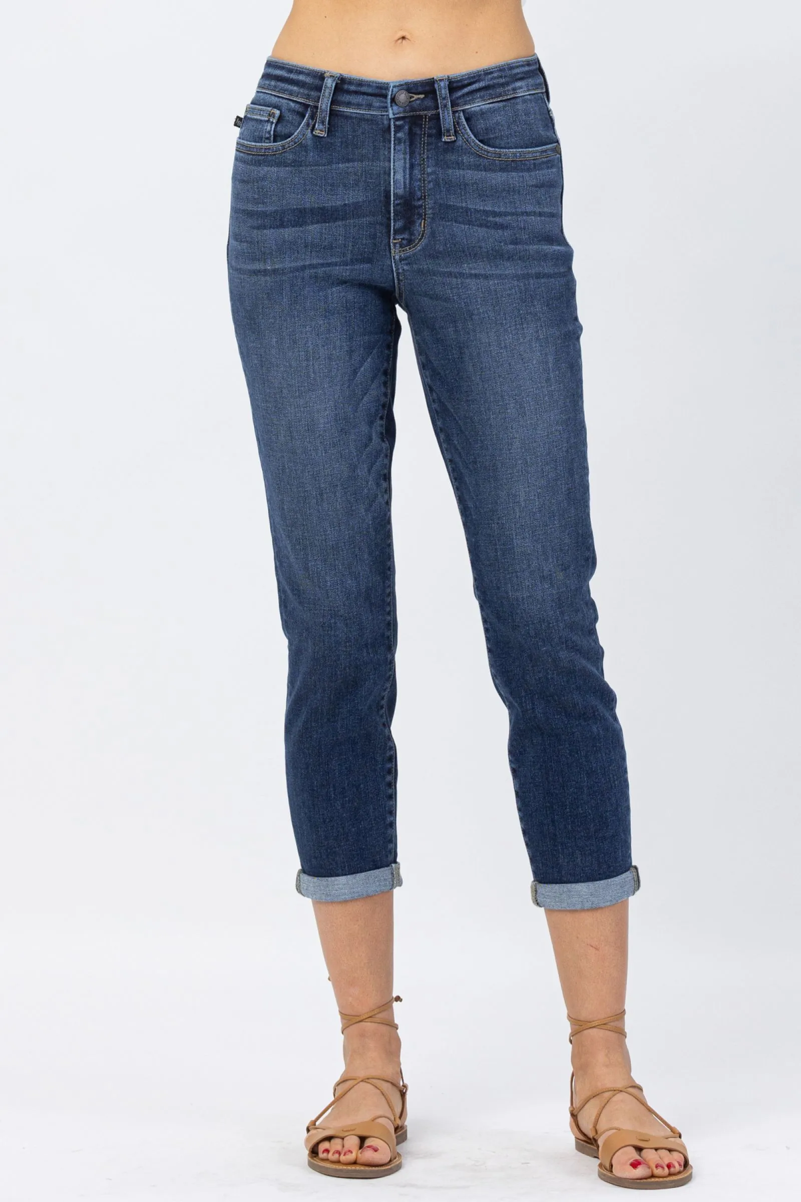Judy Blue || Michelle Hi Rise Cuffed Slim Fit Crop