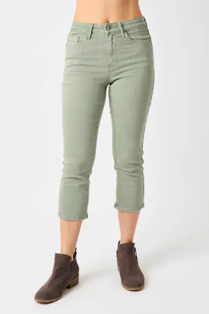 Judy Blue Mid Rise Garmed Dyed Capri