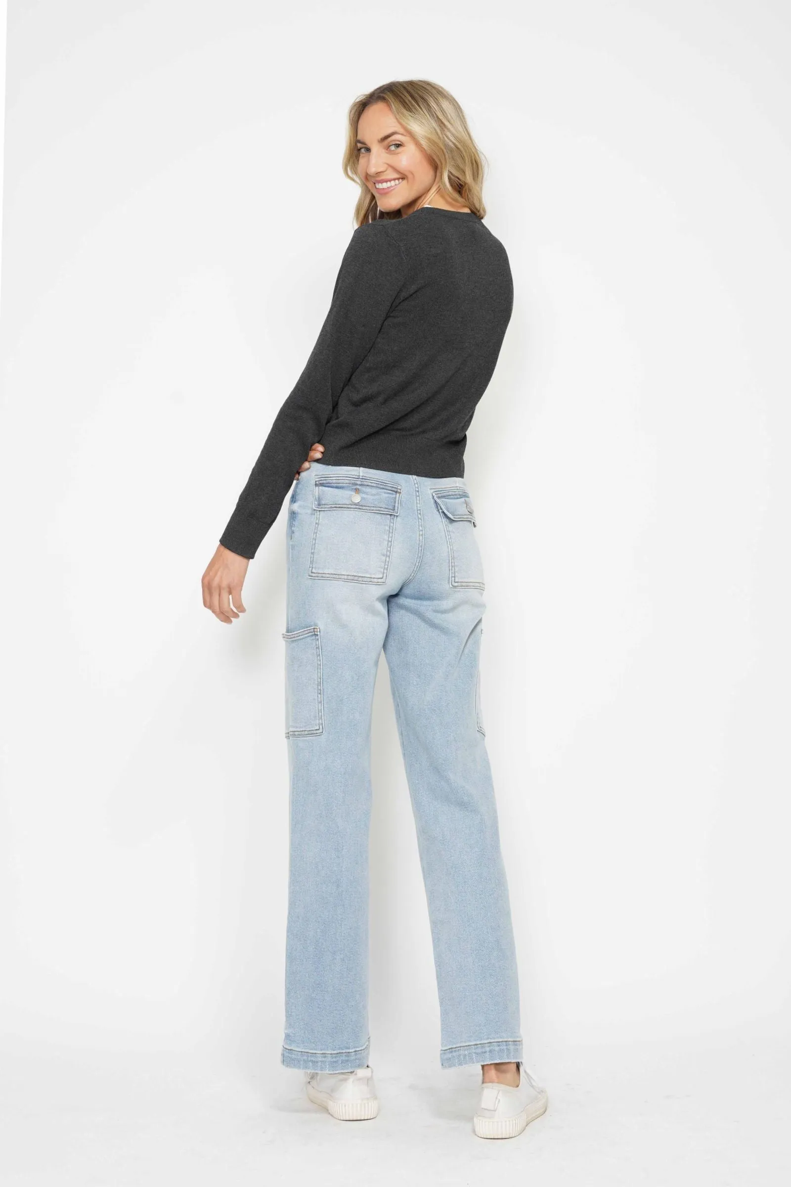 Judy Blue Plus Size High Rise Cargo Wide Leg Jeans
