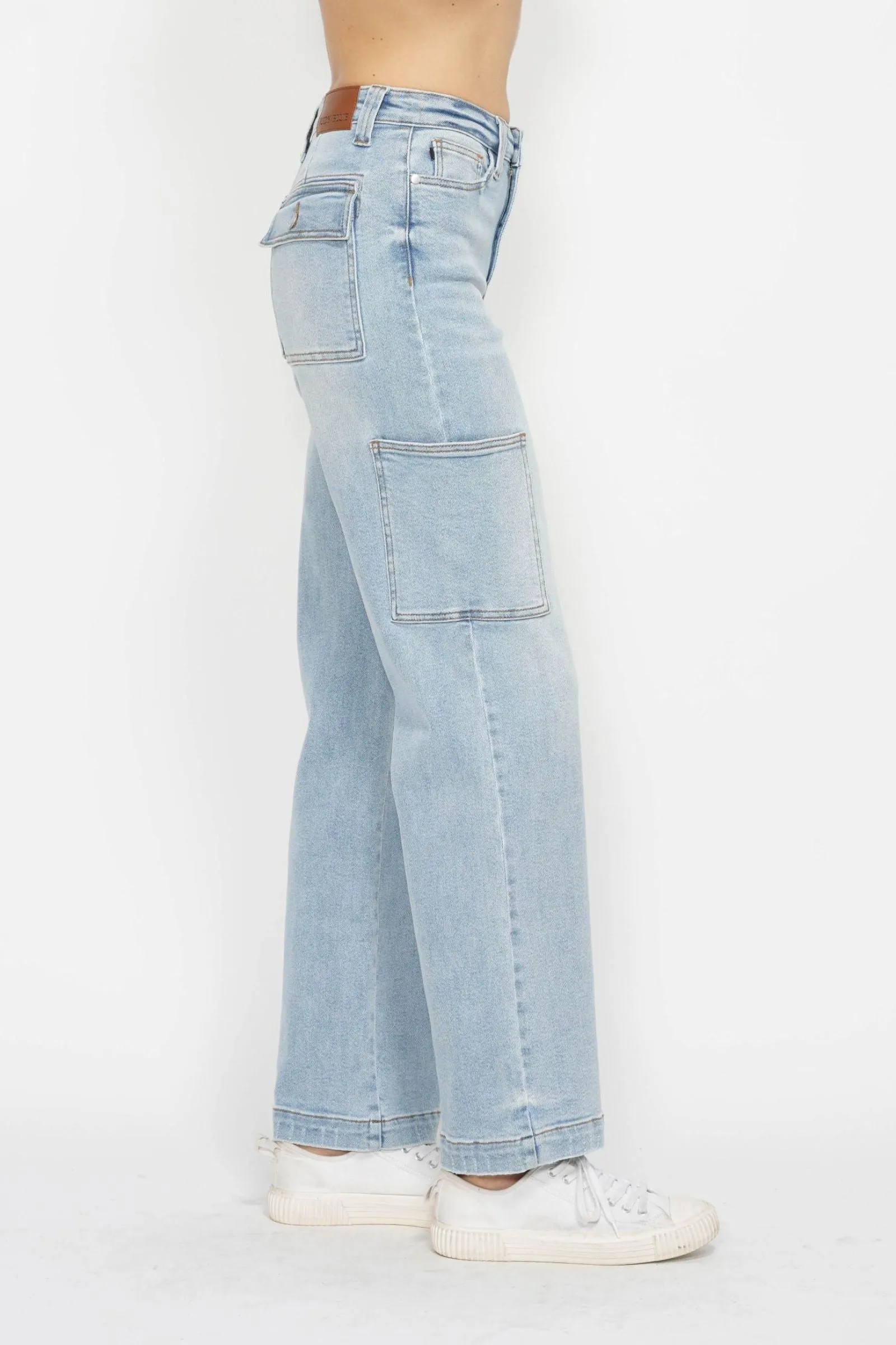 Judy Blue Plus Size High Rise Cargo Wide Leg Jeans