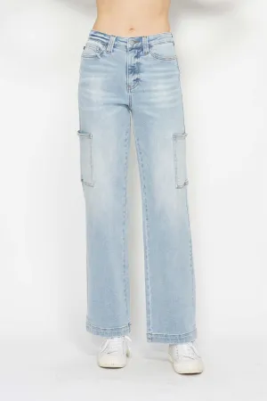 Judy Blue Plus Size High Rise Cargo Wide Leg Jeans