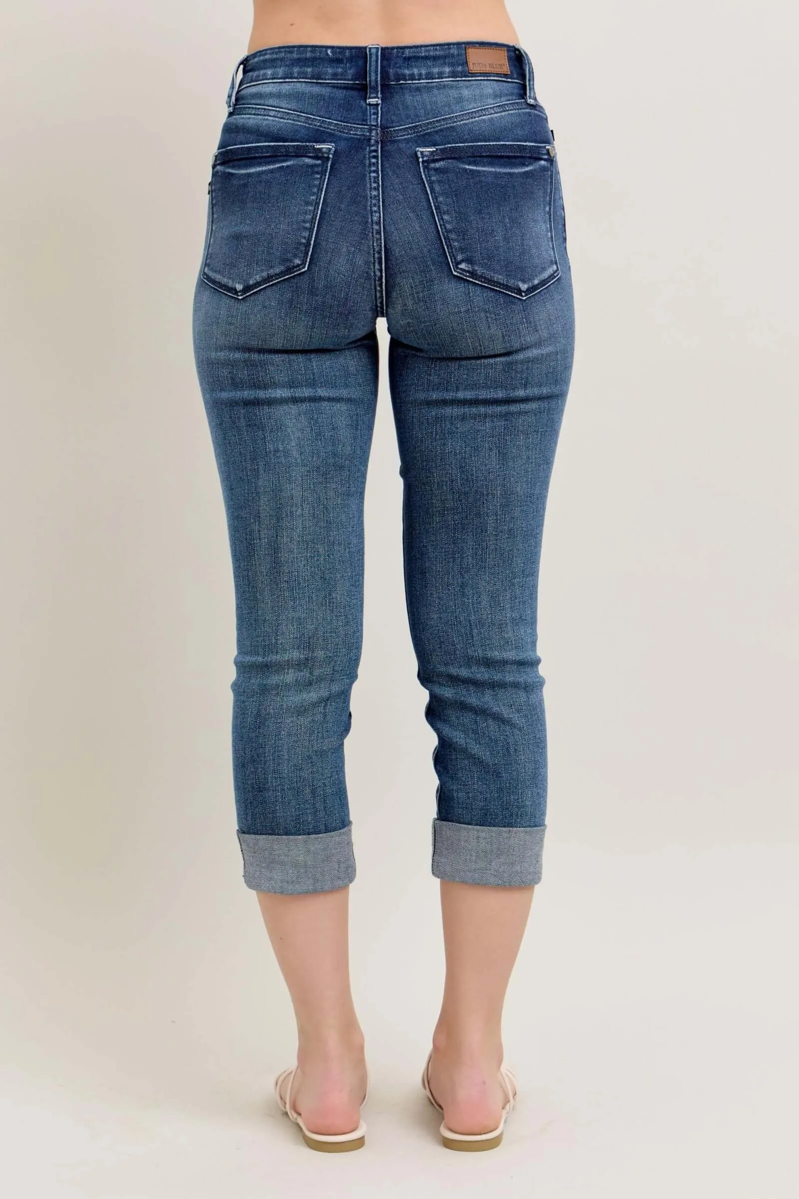 Judy "Midnight Charm" Cuffed Capri Jeans