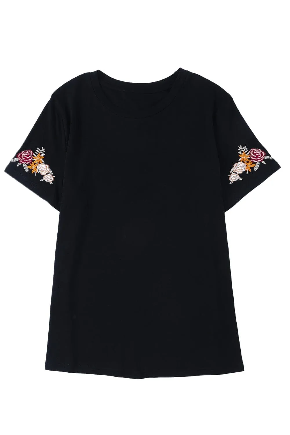 KaleaBoutique Beautiful Floral Embroidered Round Neck Short Sleeve T Shirt