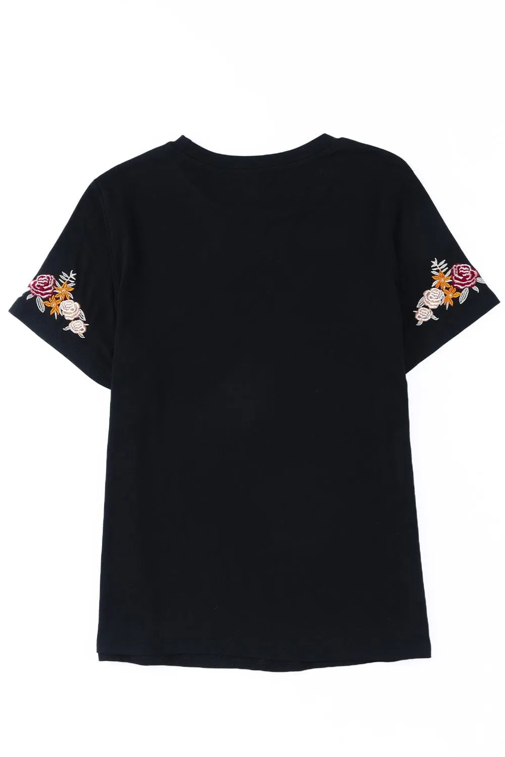 KaleaBoutique Beautiful Floral Embroidered Round Neck Short Sleeve T Shirt
