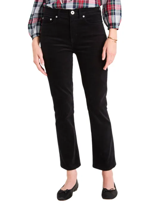KICK FLARE CORDUROY PANTS - JET BLACK