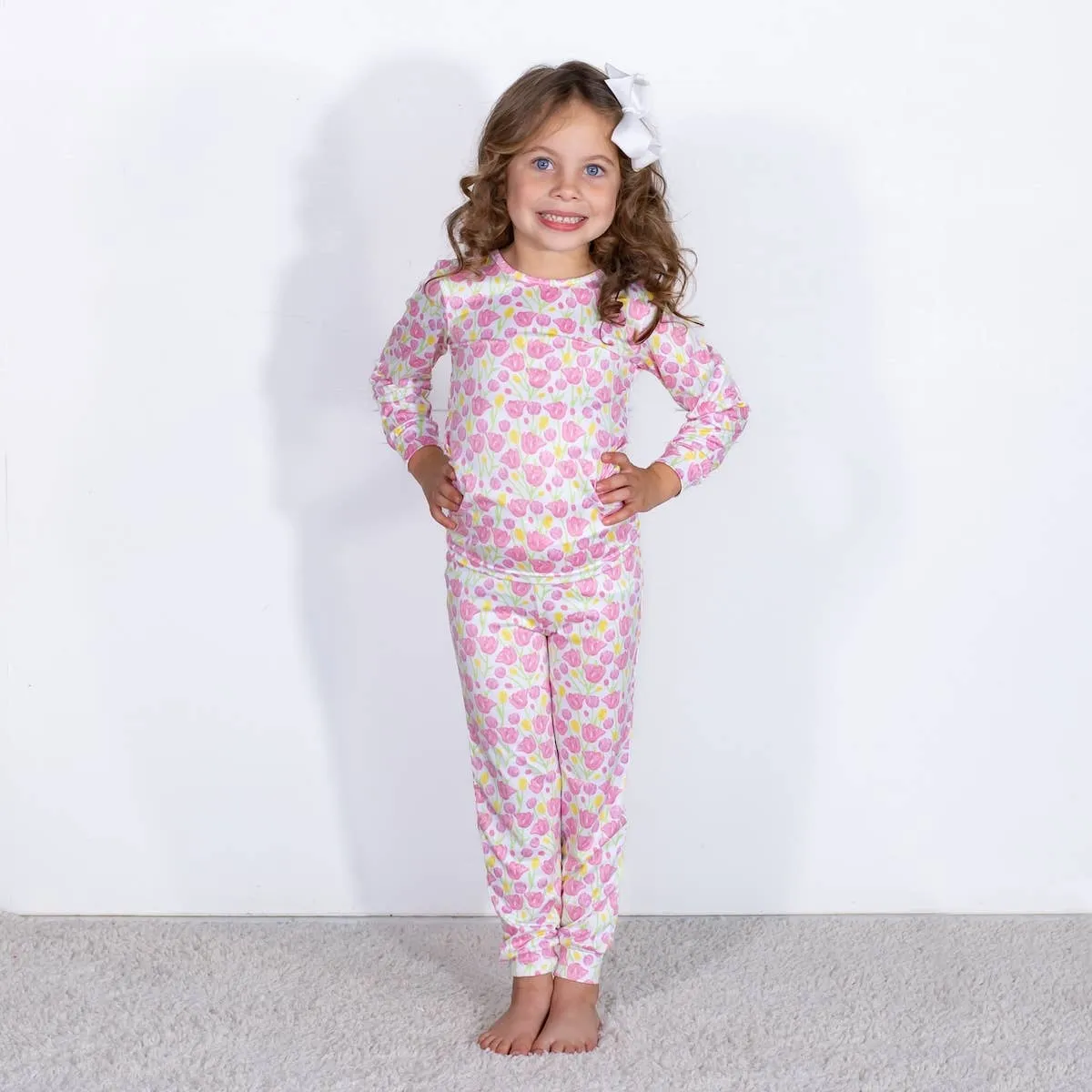 Kid's Tulip Fields Long Sleeve Pajamas
