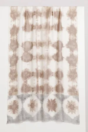Kinross Corfu Batik Print Scarf in Almond