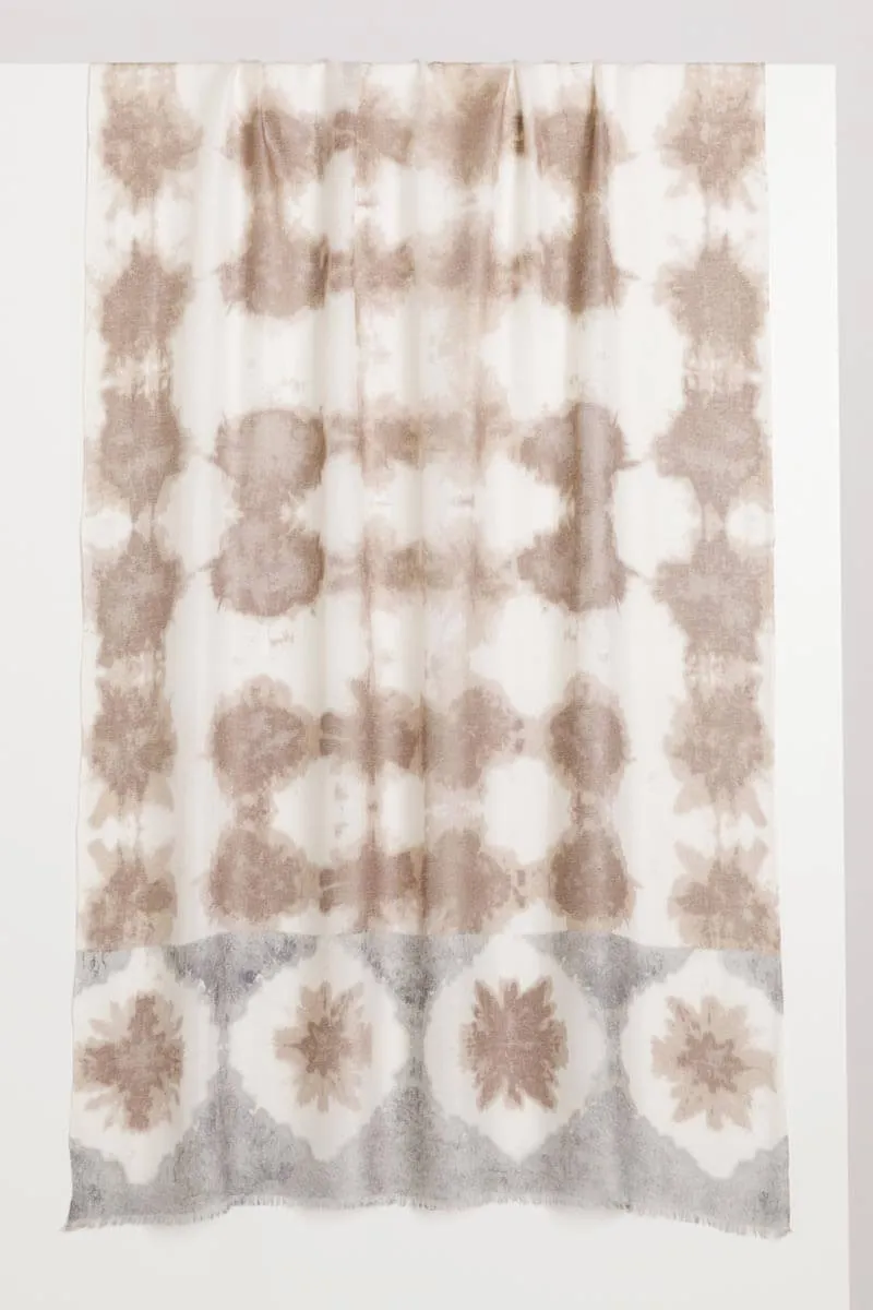 Kinross Corfu Batik Print Scarf in Almond