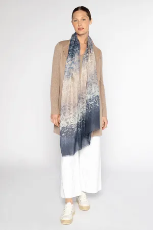 Kinross Ombre Reef Print Scarf in Navy Multi