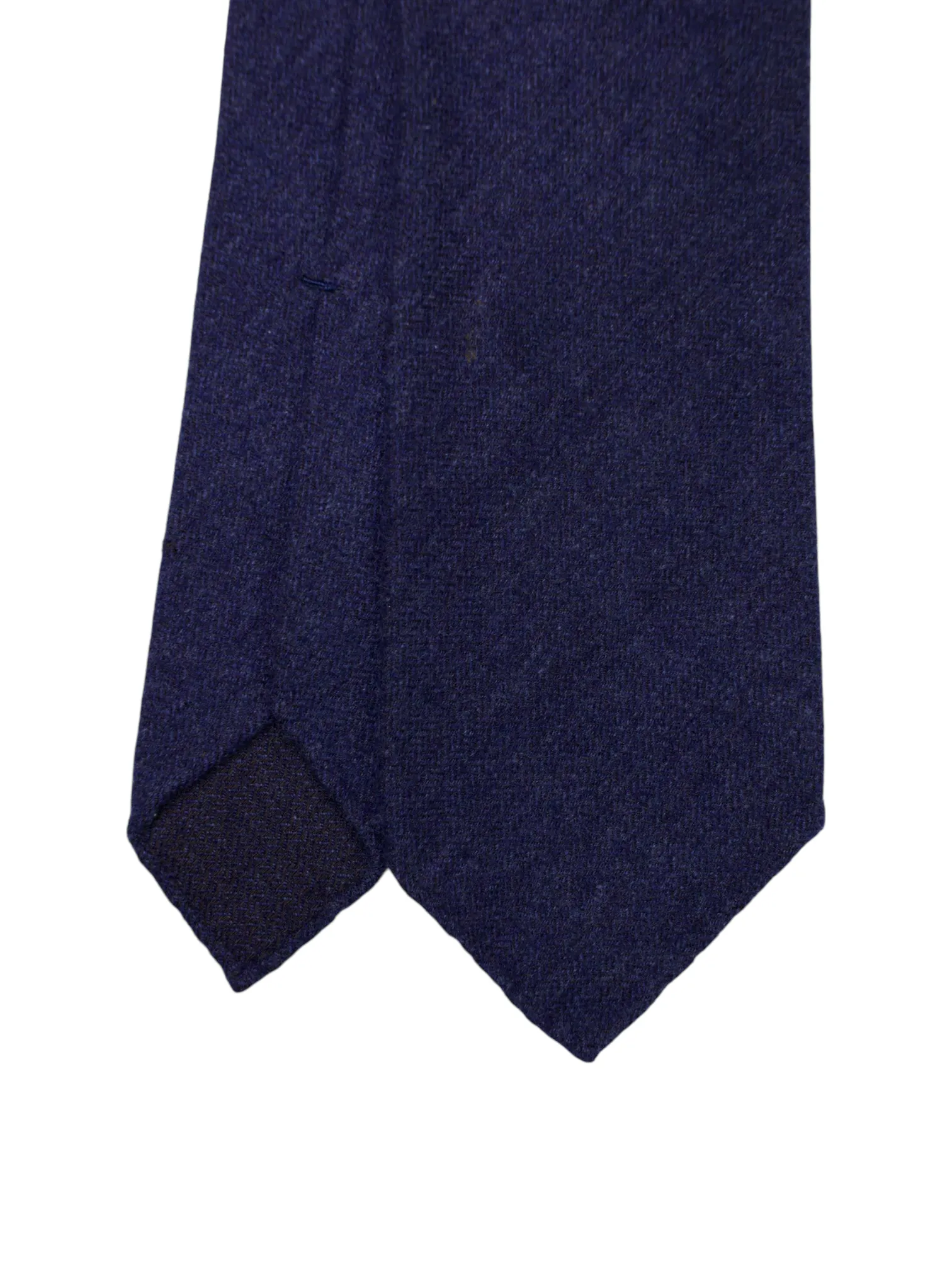 Kiton 5-Fold Denim Blue Handrolled Cashmere, Wool & Silk Zigzag Pattern Tie