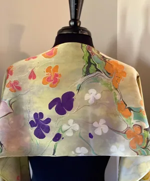 Klimt’s Flowers Multidyed Charmeuse Silk 72x14” bold fun. This beautiful silk makes a unique dresser cover and scarf