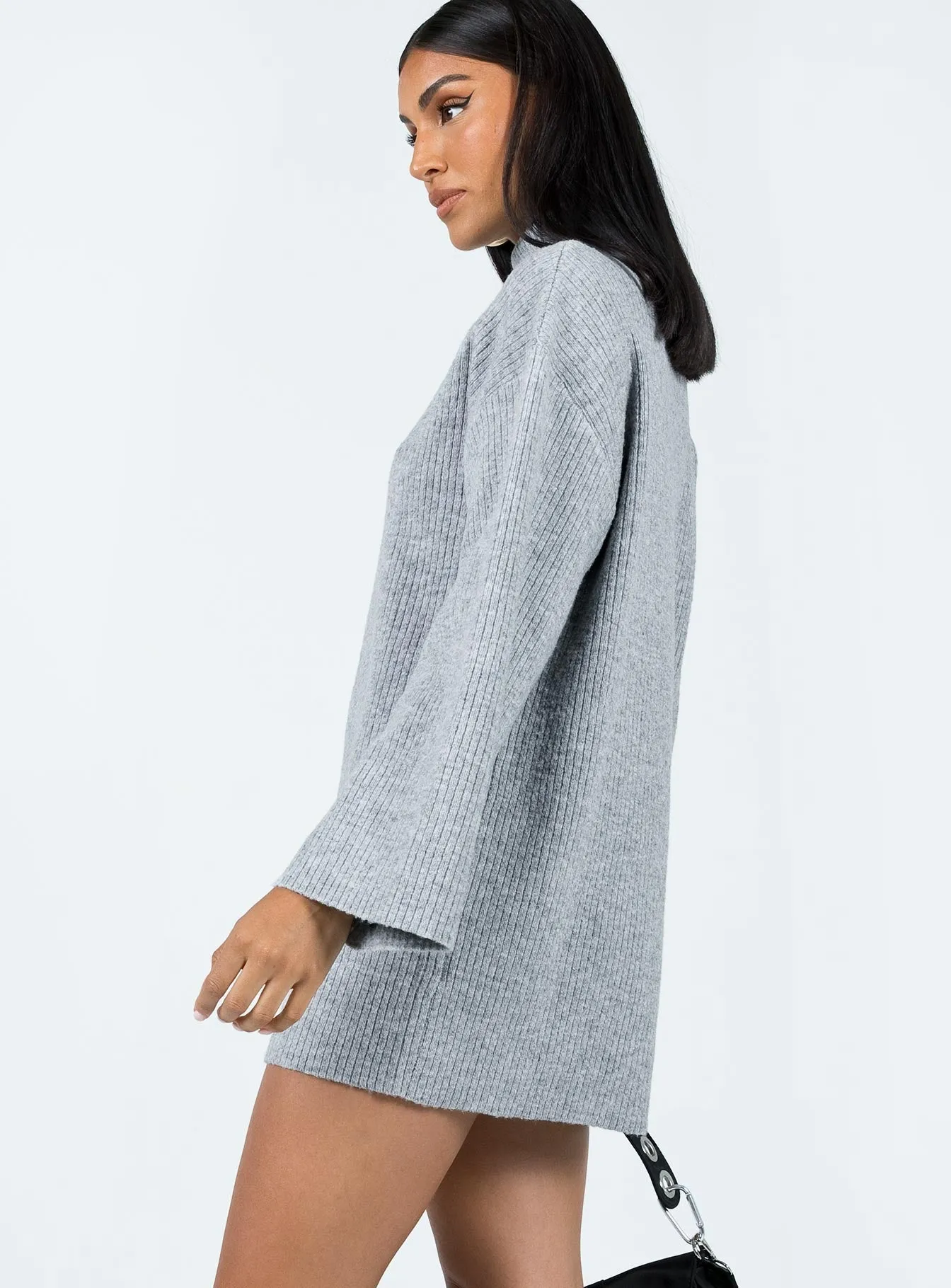 Knit High-value Bold Sonelle Mini Dress Grey