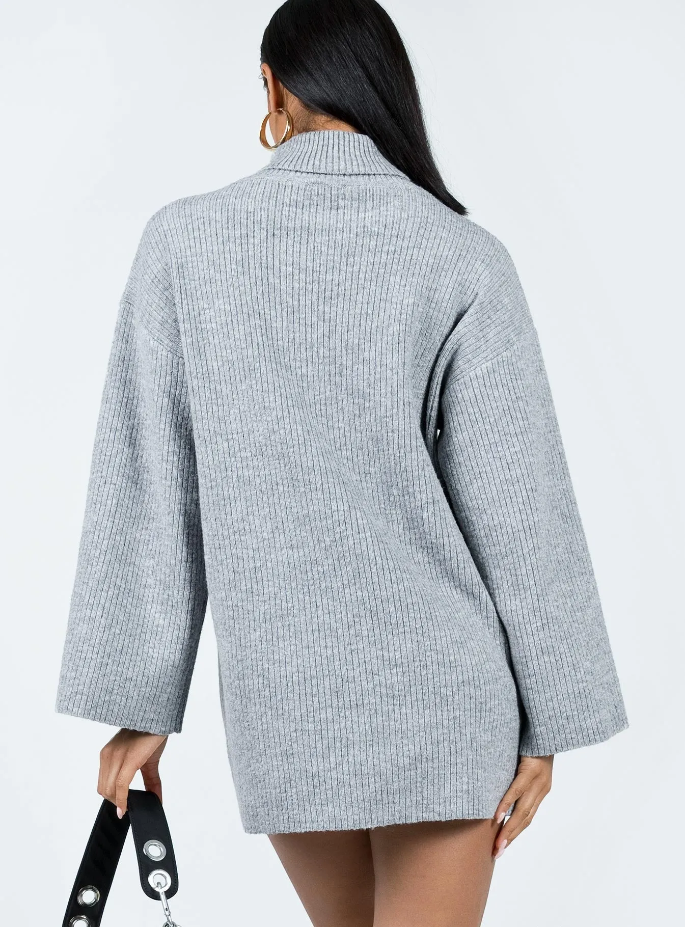 Knit High-value Bold Sonelle Mini Dress Grey