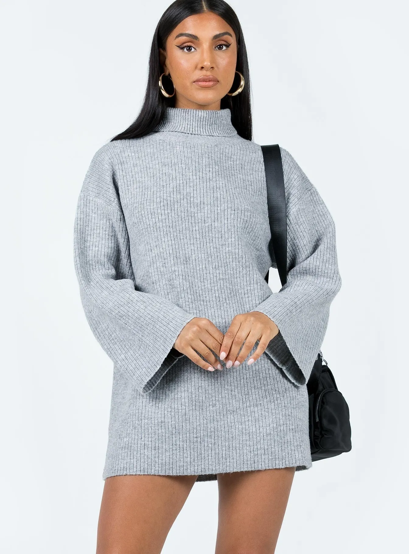 Knit High-value Bold Sonelle Mini Dress Grey