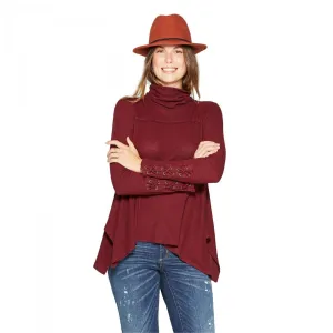 Knox Rose Women's Long Sleeve Lace-Up Turtleneck Blouse