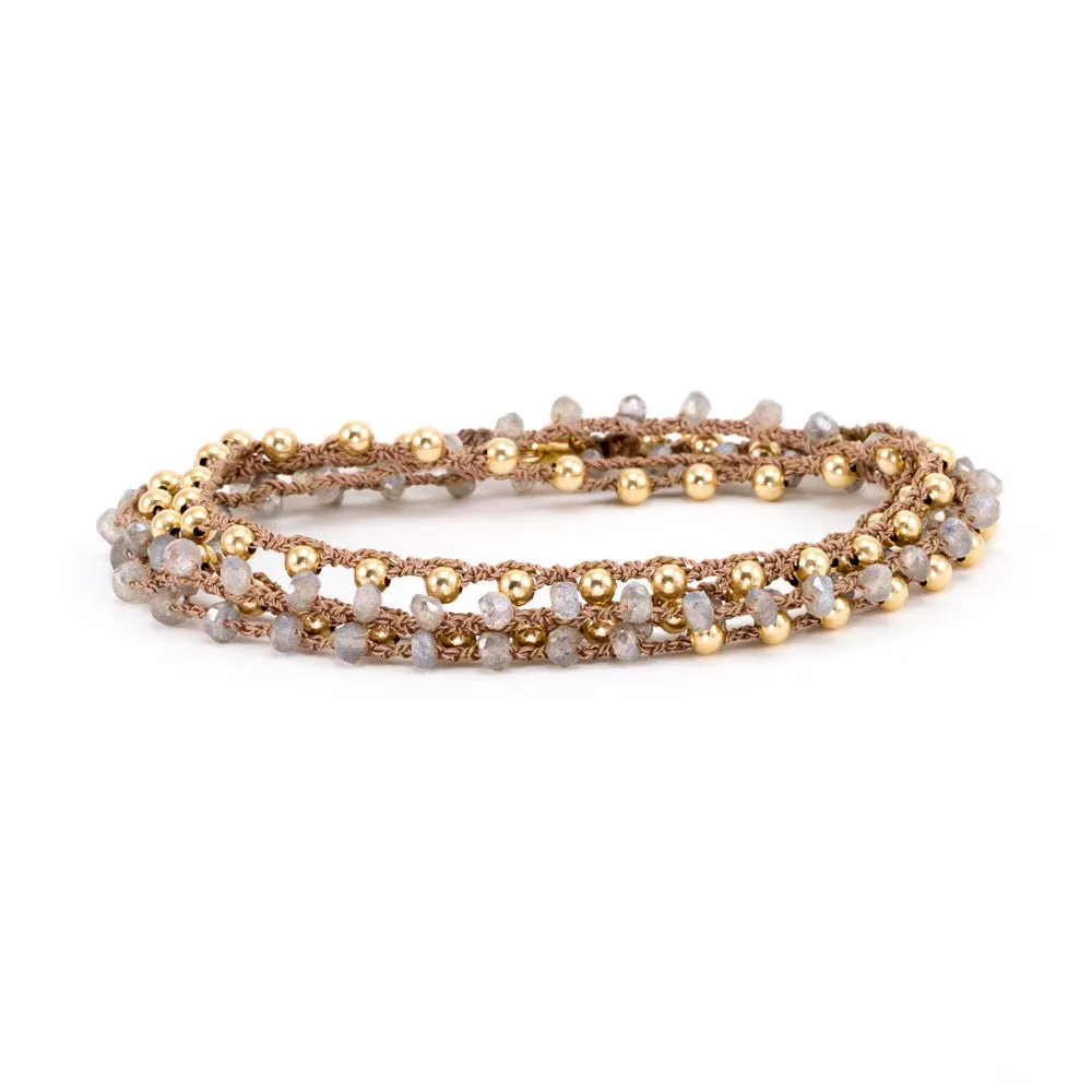 Labradorite & Gold Filled Bead Wrap Around