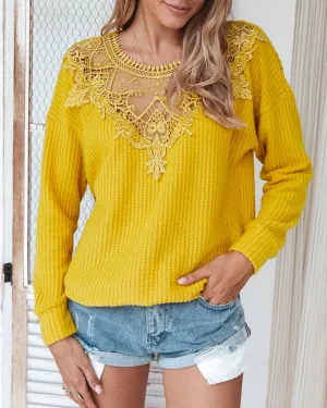 Lace Net Yarn Hollow Out Knit Sweater Tops