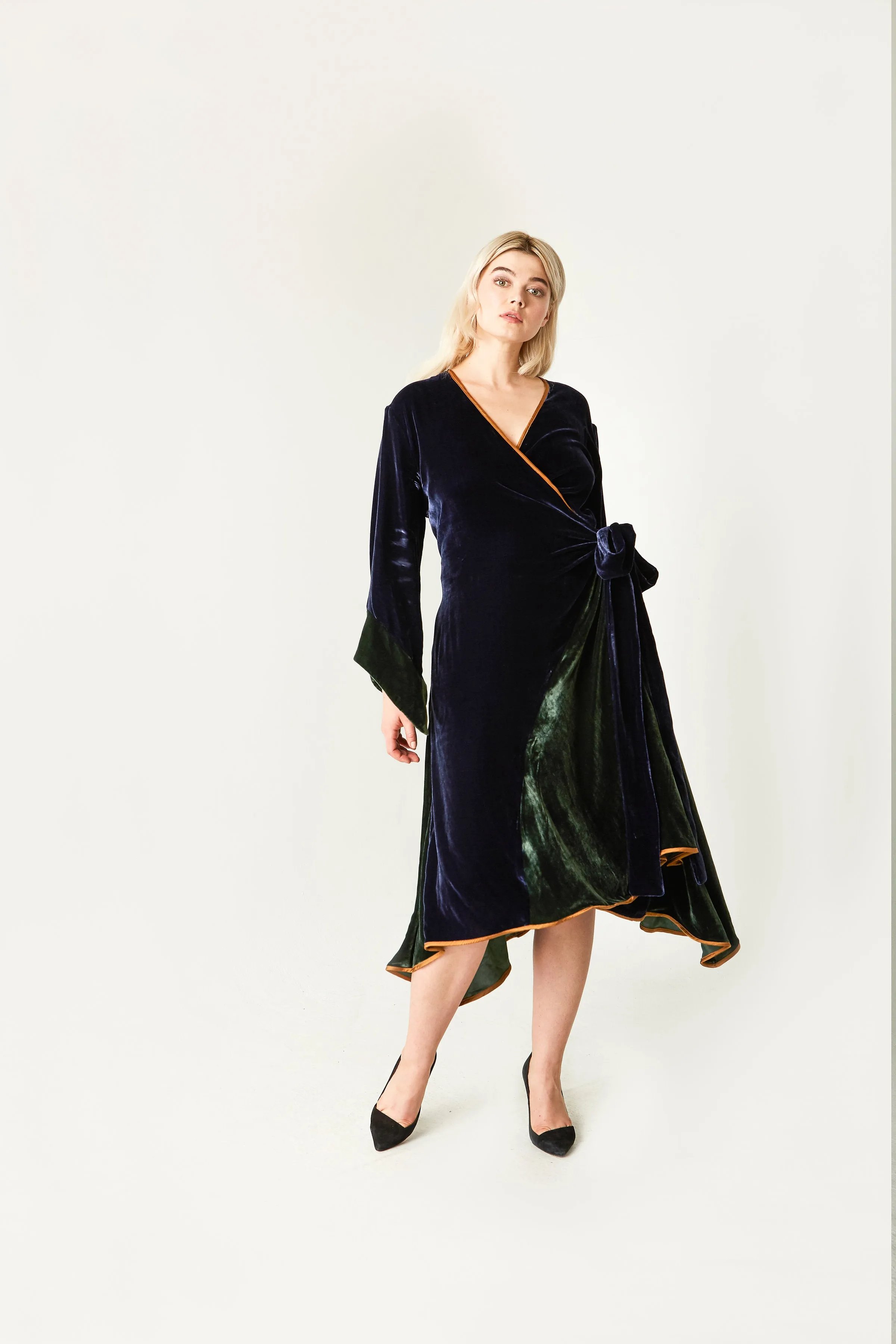 Lanya Silk Velvet Long Sleeve Wrap Dress (Sold Out)