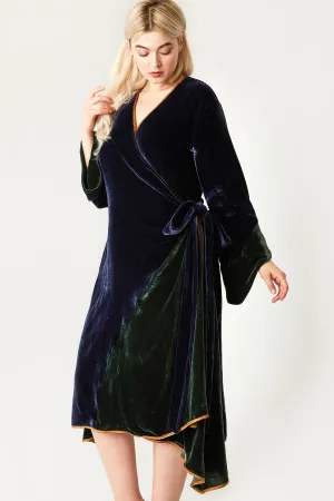 Lanya Silk Velvet Long Sleeve Wrap Dress (Sold Out)