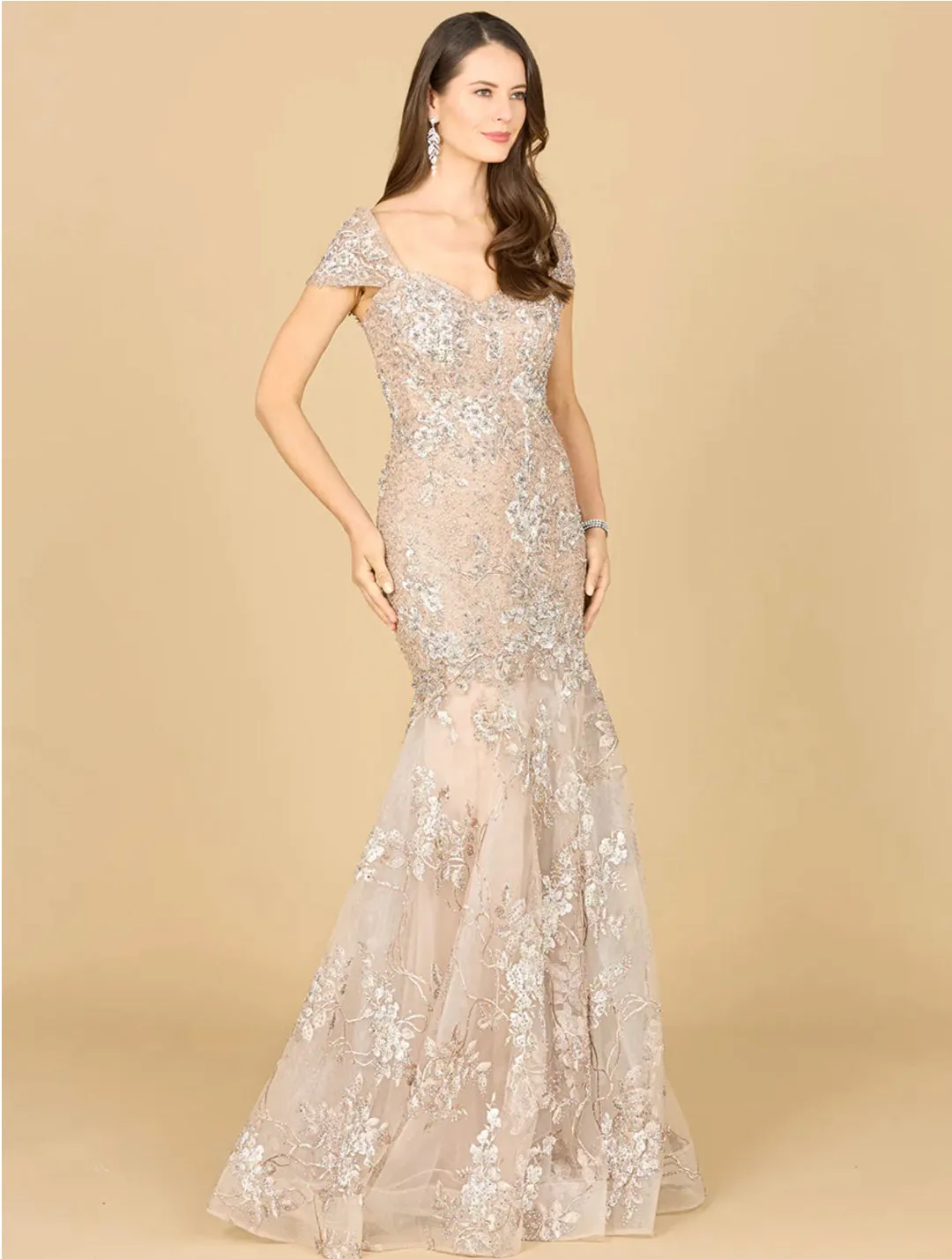 Lara Cap Sleeve Mermaid Gown 29642