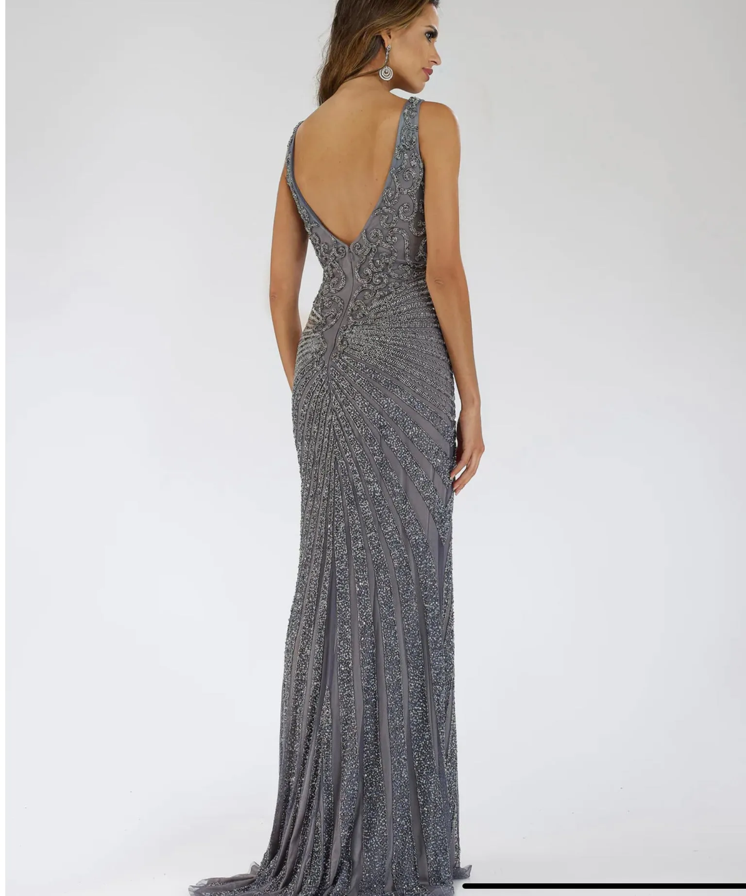 Lara Thigh High Slit Beaded Gown 29528